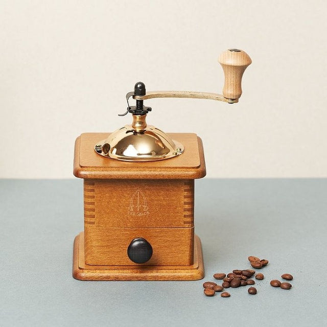 Tre Spade Manual Hand Crank Wooden Coffee Grinder with Drawer