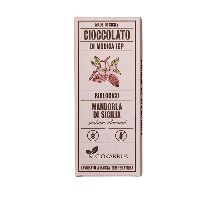 Ciokarrua Sicilian Almond Organic Chocolate of Modica 68g