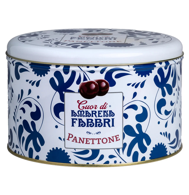 Cuor di Amarena Fabbri Panettone with Candied Black Cherries in Tin 500g