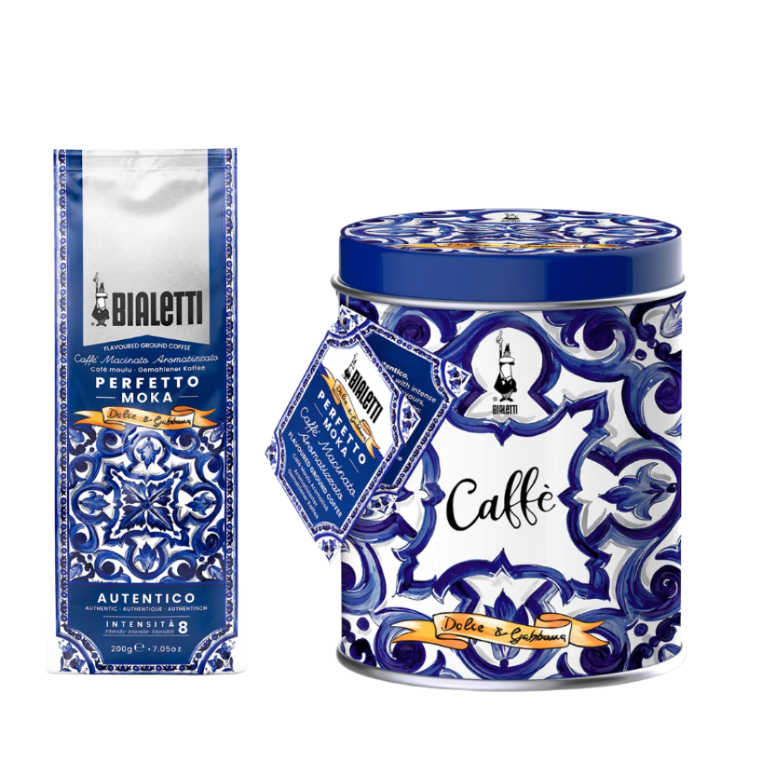 Bialetti Dolce & Gabbana Blue Mediterranean Perfetto Moka Autentico Ground Coffee 200g Tin