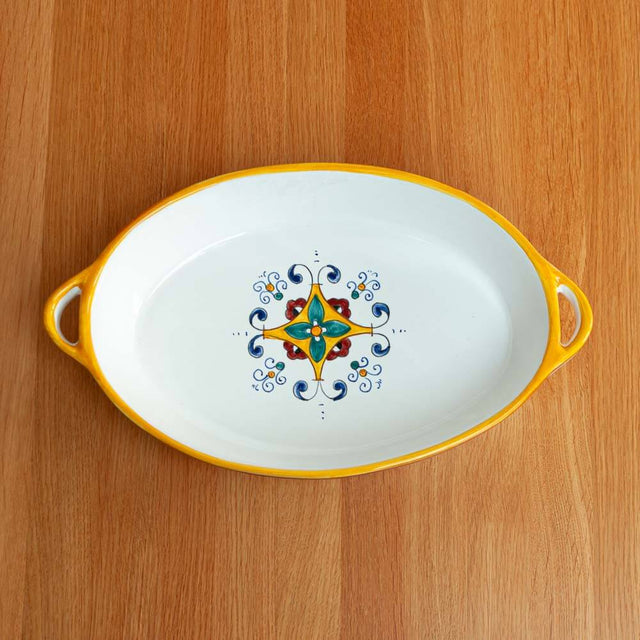 Ricco Deruta Maiolica Ceramic Oval Baking Dish 30cm