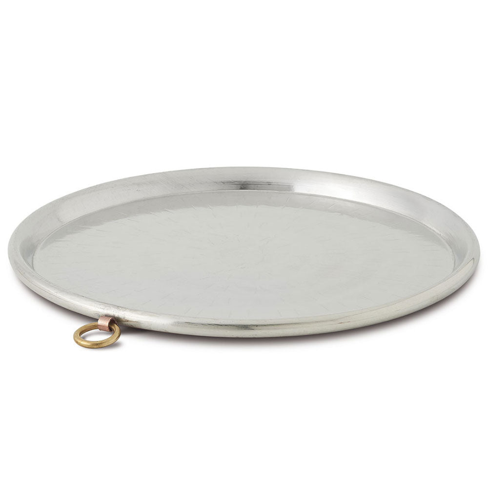 Traditional Italian Hammered Solid Copper Farinata Pan Chickpea Pancake Baking Tray 34cm
