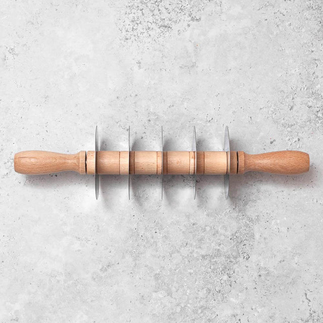 Adjustable Five Wheel Straight Edge Rolling Pin Pasta or Pastry Cutter with Stainless Steel Blades