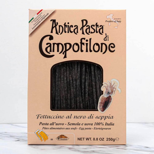 Antica Pasta di Campofilone Black Squid Ink Dried Egg Pasta Fettuccine al Nero di Seppia 250g