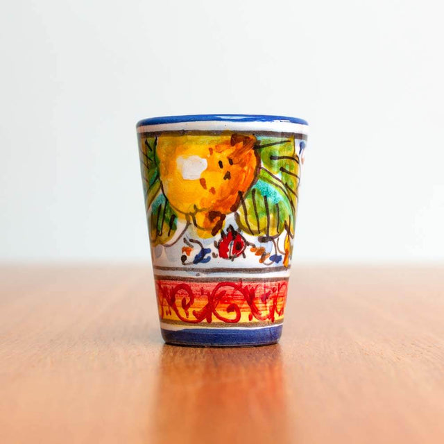 Set of 2 Limoncello Deruta Maiolica Ceramic Cups / Shot Glasses