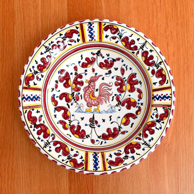 Orvieto Red 'Galletto' Rooster Deruta Maiolica Deep Pasta / Soup Plate 24cm