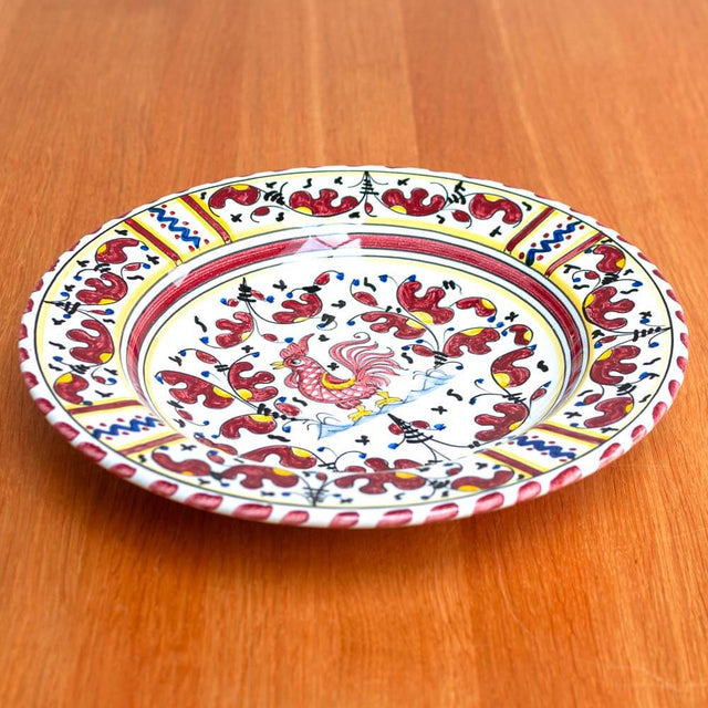 Orvieto Red 'Galletto' Rooster Deruta Maiolica Deep Pasta / Soup Plate 24cm