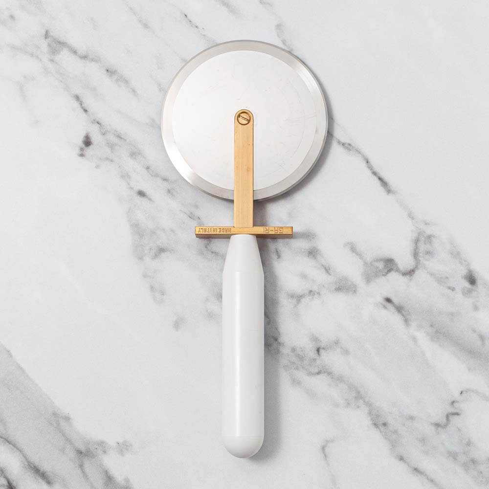 Brass & Stainless Steel Pizza Wheel Cutter with Plastic Handle