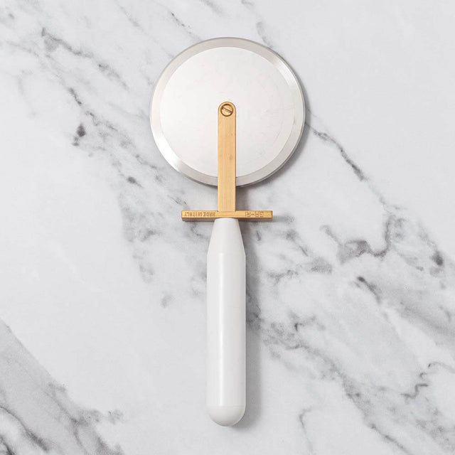 Brass & Stainless Steel Pizza Wheel Cutter with Plastic Handle