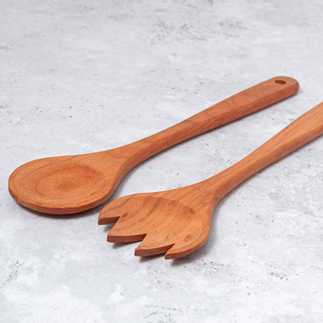 Wooden Spoon and fork set for serving
