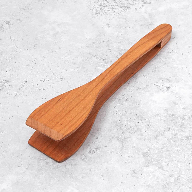 Wooden salad serving tongs