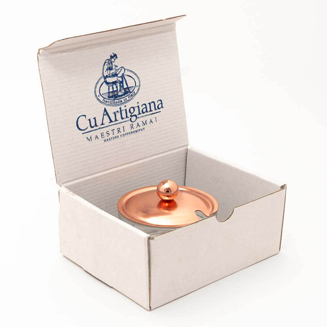 Glass Parmesan Cheese or Sugar Bowl with Copper Lid