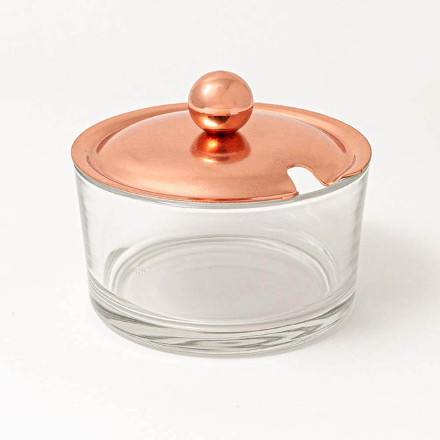 Glass Parmesan Cheese or Sugar Bowl with Copper Lid