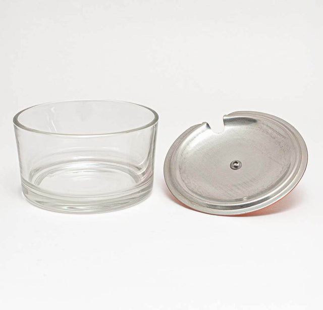 Glass Parmesan Cheese or Sugar Bowl with Copper Lid