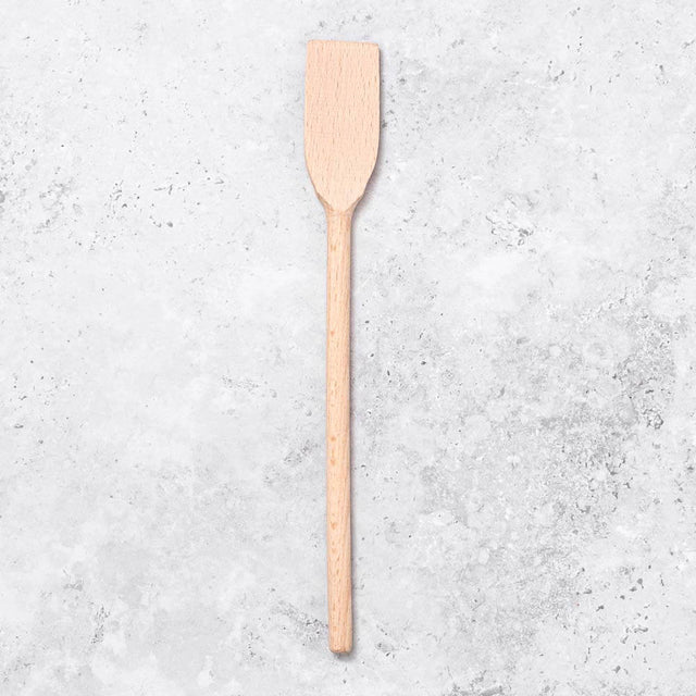 Small flat edged wooden spatula for frying