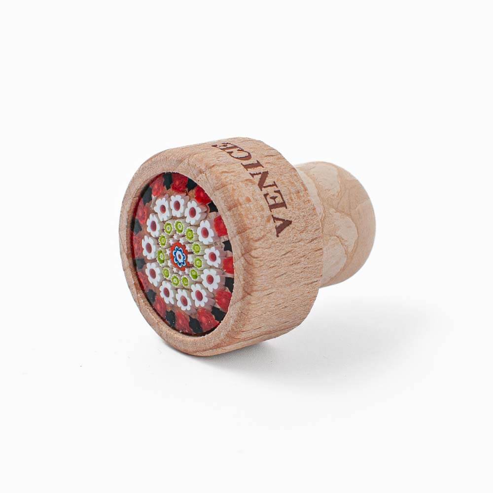 Murano Glass Millefiori Bottle Stopper / T shaped Cork 19mm