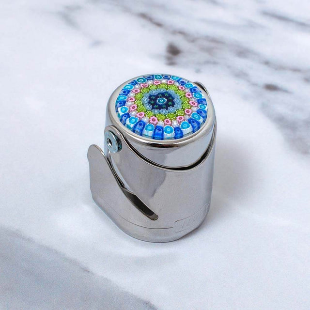 Murano Glass Millefiori WAF Champagne Stopper with Single lever