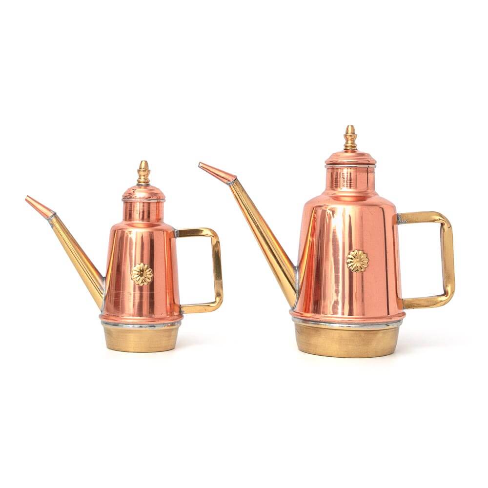 Neapolitan 'Oliera' Oil Can Cruet in Copper & Brass