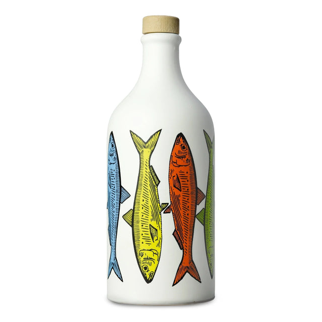 Frantoio Muraglia Sardines Pop Art Ceramic Bottle Intense Fruity Coratina Extra Virgin Olive Oil 500ml