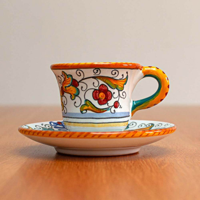 Raffaellesco Deruta Maiolica Espresso Coffee Cup and Saucer