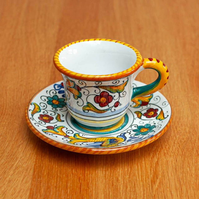 Raffaellesco Deruta Maiolica Espresso Coffee Cup and Saucer