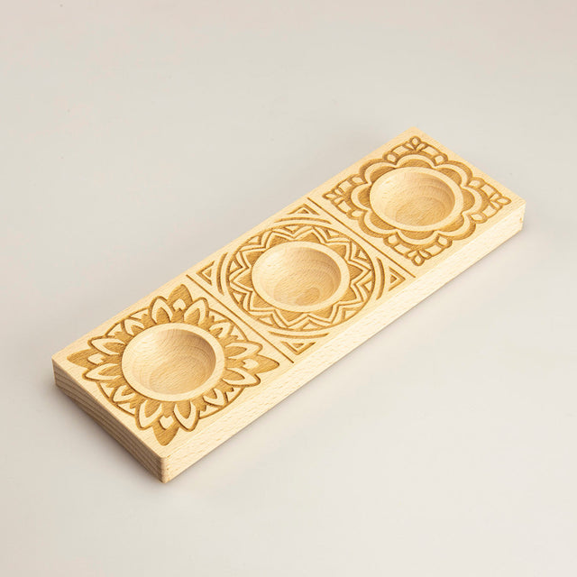 Wooden Ravioli Tray 'Mandala' Pasta Mould