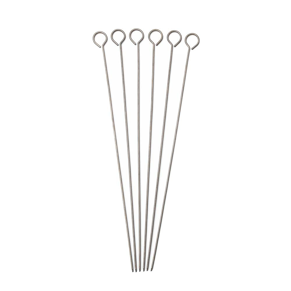 Pack of 6 Straight Flat Stainless Steel Skewers 29cm