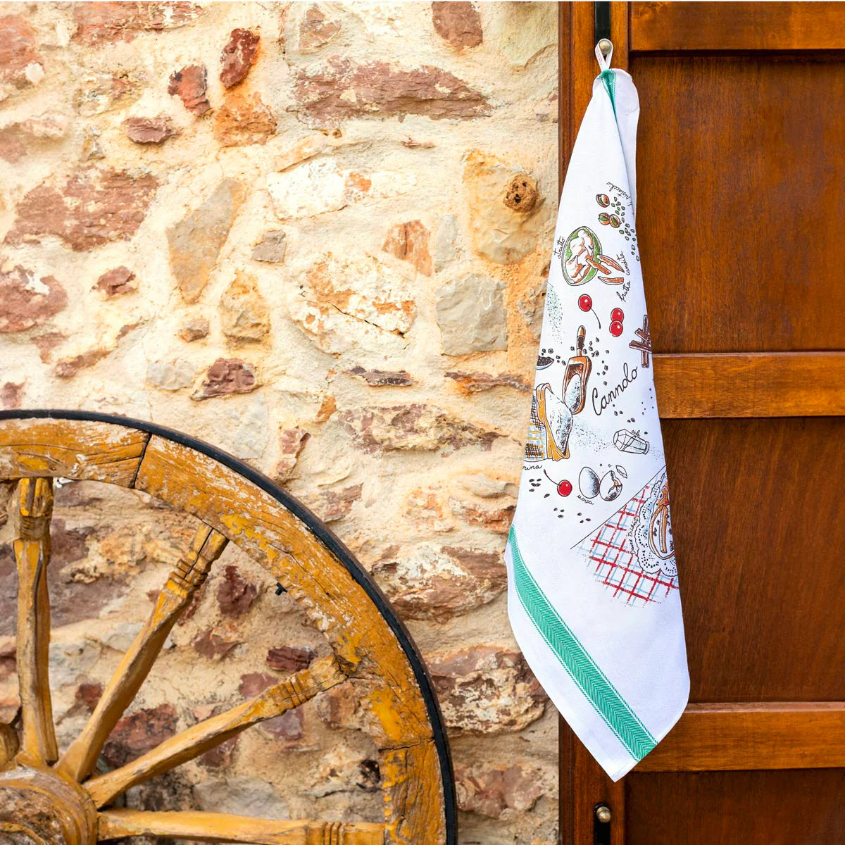 'Cannolo' Cotton Hand Screen-Printed Tea Towel 70 x 50cm