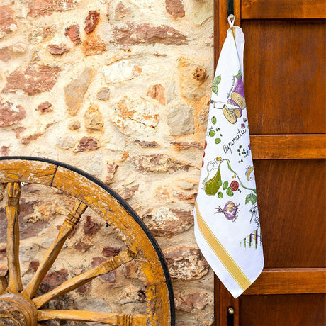 'Caponata' Cotton Hand Screen-Printed Tea Towel 70 x 50cm