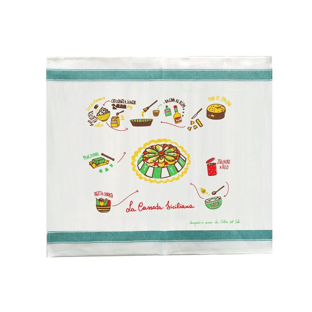 'Cassata' Cotton Hand Screen-Printed Tea Towel 70 x 60cm