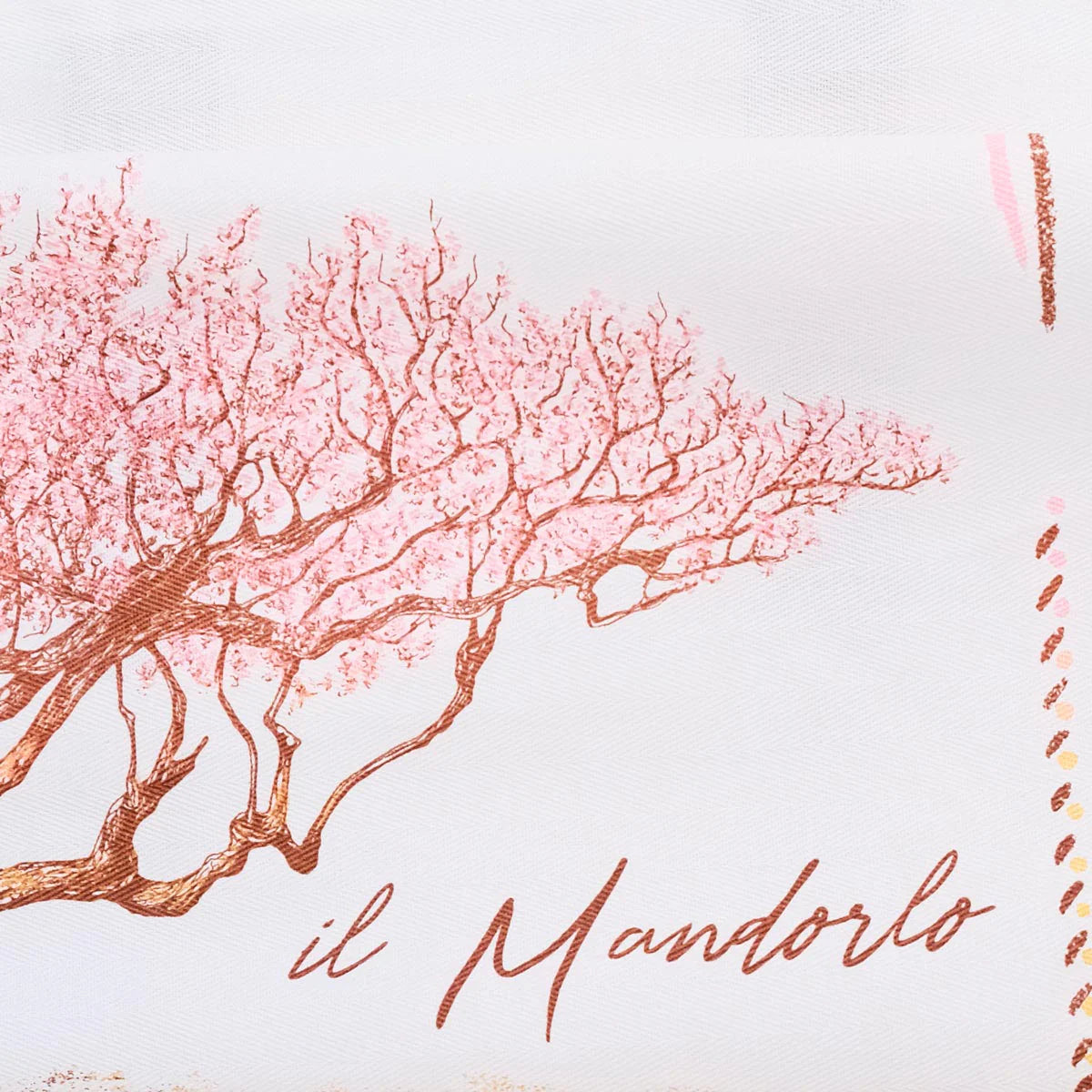 Almond Tree 'Il Mandorlo' Cotton Hand Screen-Printed Tea Towel 70 x 50cm