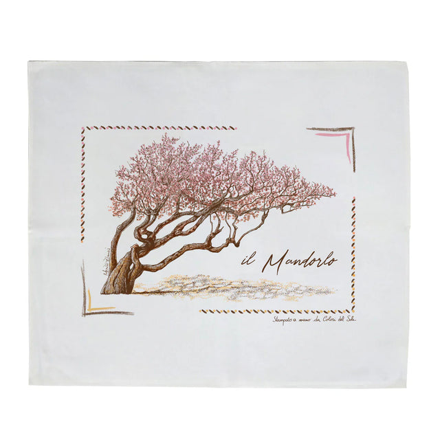 Almond Tree 'Il Mandorlo' Cotton Hand Screen-Printed Tea Towel 70 x 50cm