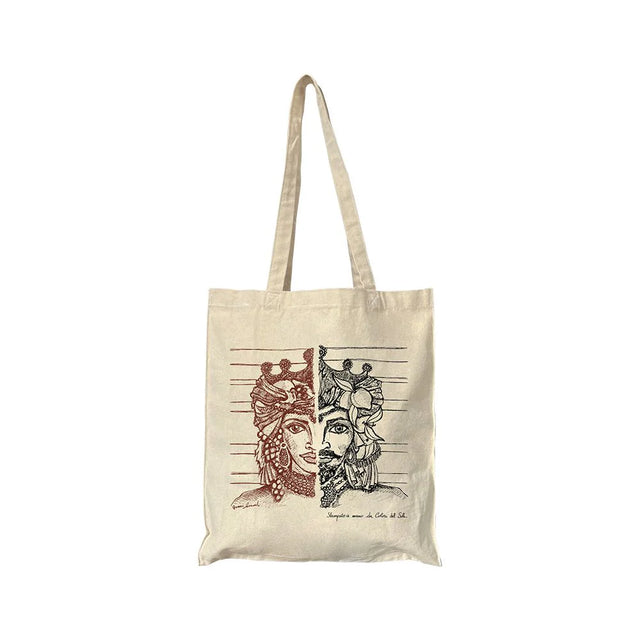 'Moro and Dama' Cotton Hand Screen-Printed Tote Bag / Shopper