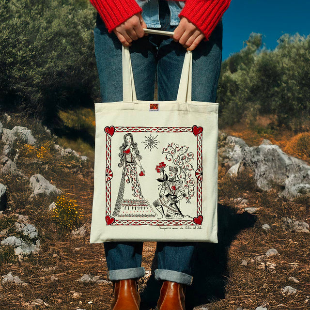 'Orlando and Angelica' Cotton Hand Screen-Printed Tote Bag / Shopper