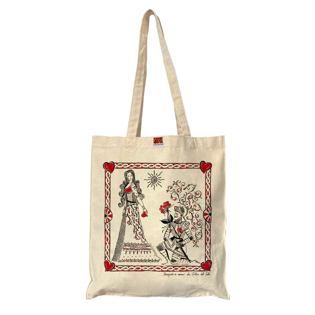'Orlando and Angelica' Cotton Hand Screen-Printed Tote Bag / Shopper