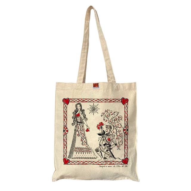 'Orlando and Angelica' Cotton Hand Screen-Printed Tote Bag / Shopper