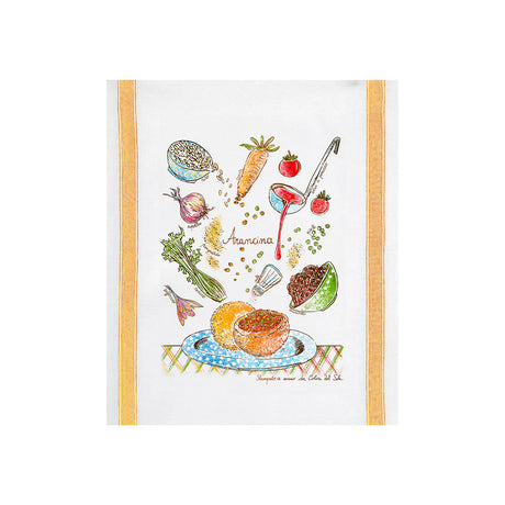 'Arancina' Cotton Hand Screen-Printed Tea Towel 70 x 50cm