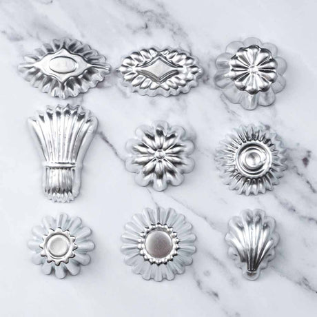 9 Assorted Mini Aluminium 'Pasticcini Mignon' Pastry Tartlet Tins / Moulds