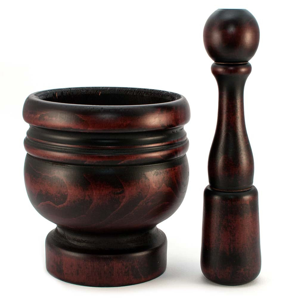 Apothecary Style Dark Alder Wood Pestle and Mortar