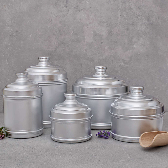 Large Short Aluminium Dried Food Storage Canister H13 x W13cm