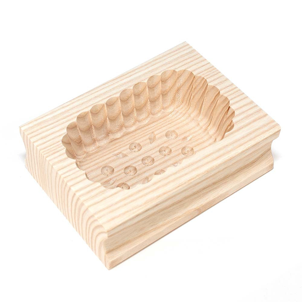 Wooden Scalloped Edge Berry Butter Mould 125g