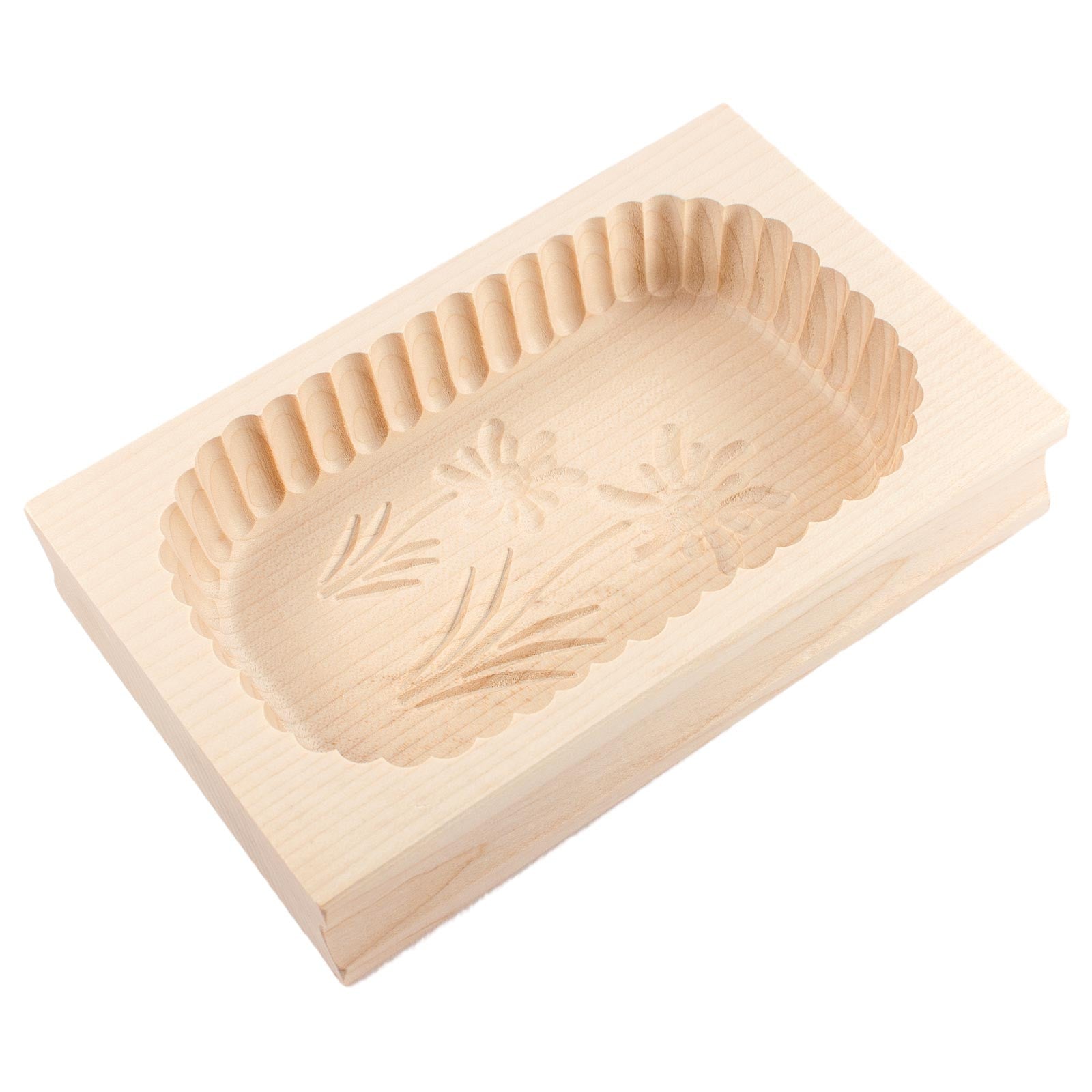 Wooden Scalloped Edge Edelweiss Flower Butter Mould 500g