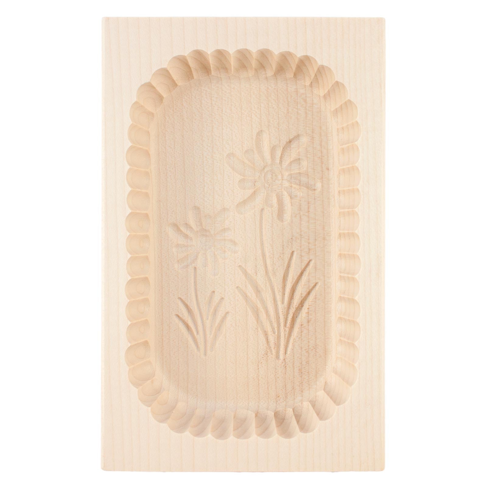 Wooden Scalloped Edge Edelweiss Flower Butter Mould 500g
