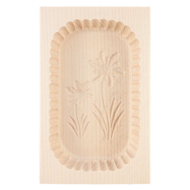 Wooden Scalloped Edge Edelweiss Flower Butter Mould 500g