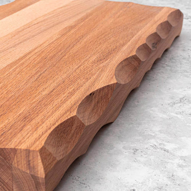 Rustic Chunky Oiled Beechwood Chopping Cutting board with inset notched handles