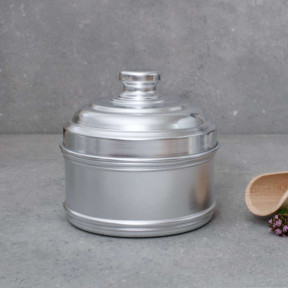 Large Short Aluminium Dried Food Storage Canister H13 x W13cm