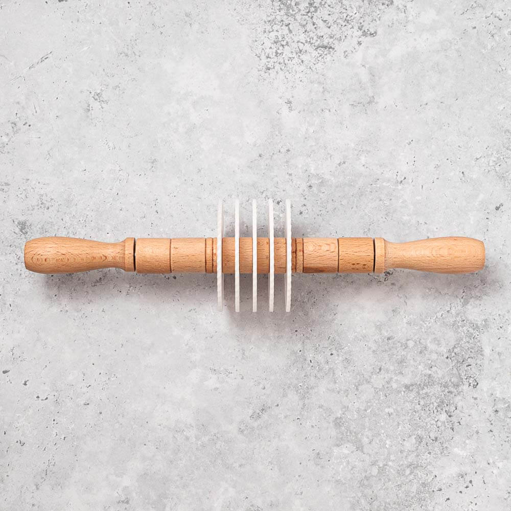 Rolling Pin Rounded Edge Adjustable Five Wheel Zigzag / Fluted Edge Rolling Pin Pasta or Pastry ...