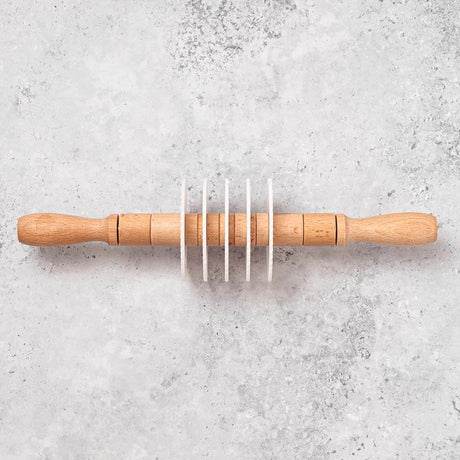 Adjustable Five Wheel Zigzag / Fluted Edge Rolling Pin Pasta or Pastry Cutter with Plastic Blades