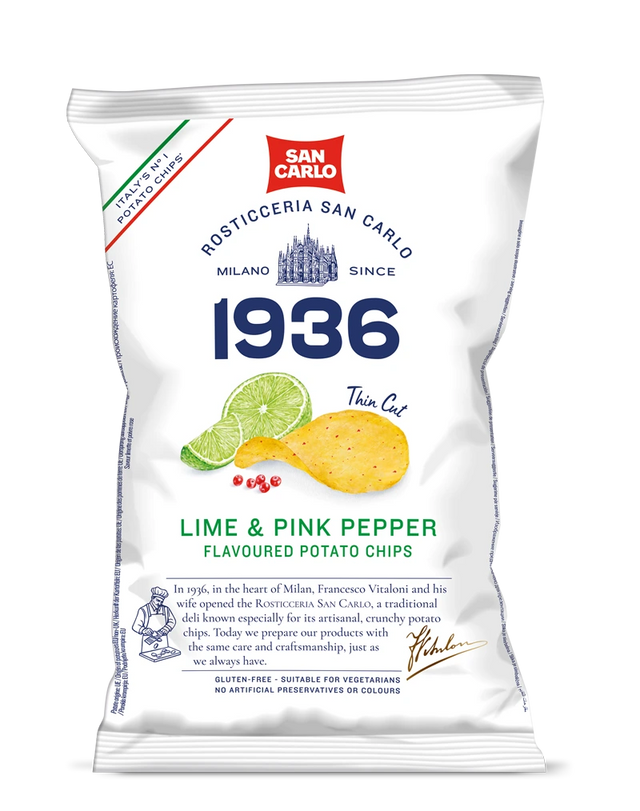 San Carlo Lime & Pink Pepper Flavoured Potato Chips / Crisps 50g
