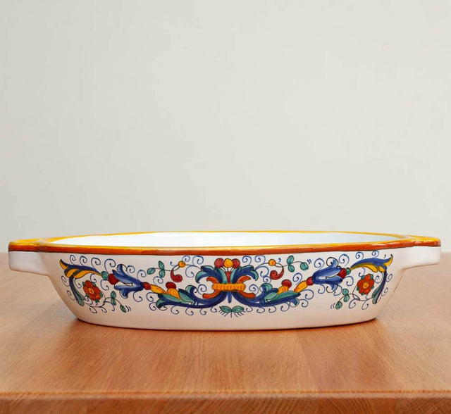 Ricco Deruta Maiolica Ceramic Oval Baking Dish 30cm